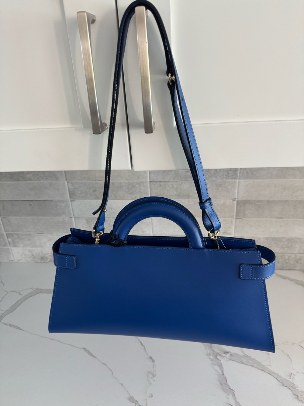 CLAUDIA FIRENZE Cobalt Blue smooth leather, top-handles w/removable strap - Picture 14 of 16